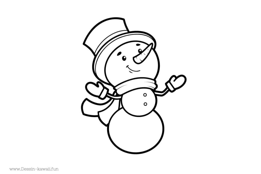 coloriage bonhomme de neige avec chapeau