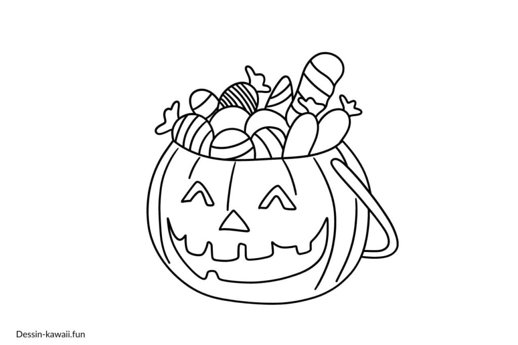 coloriage halloween citrouille et friandises