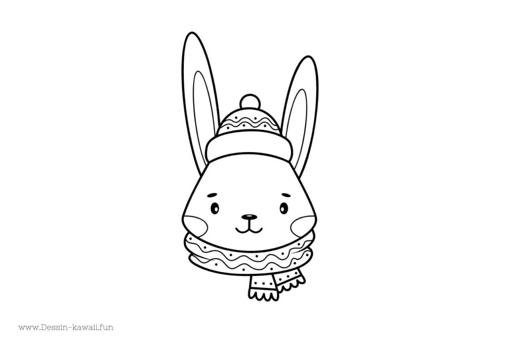 coloriage lapin avec un bonnet de noel