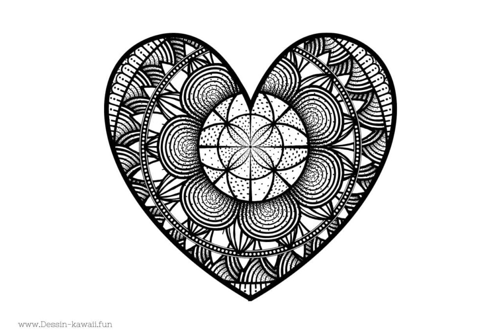 coloriage mandala coeur