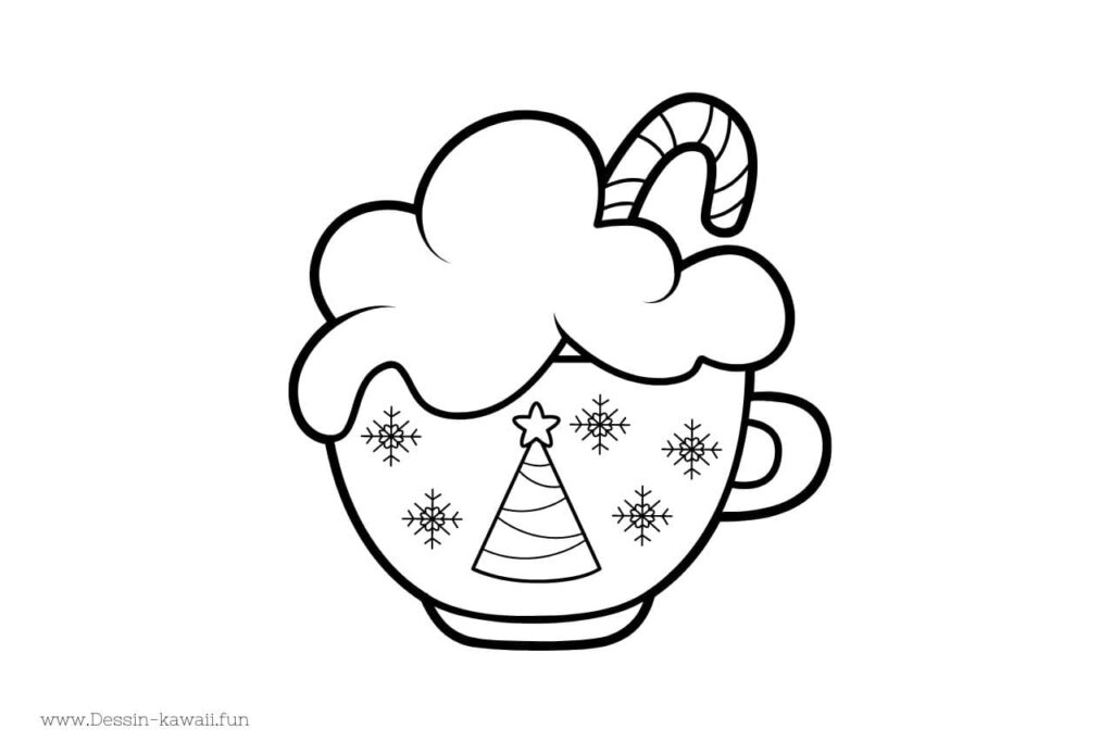 coloriage tasse et friandise de noel