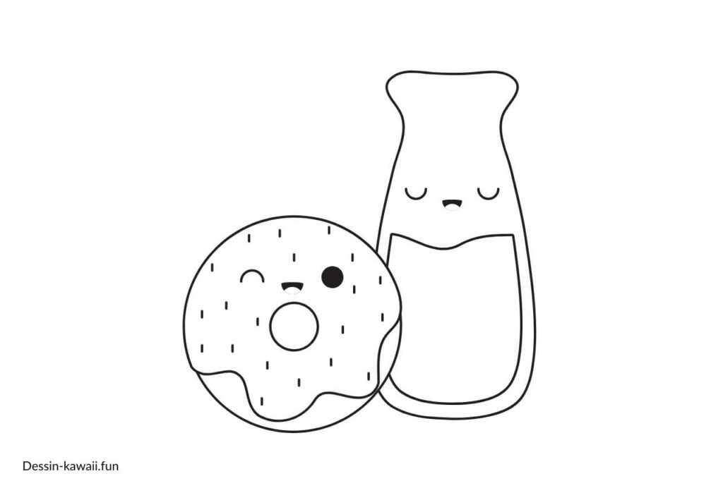 dessin kawaii biscuit et boisson