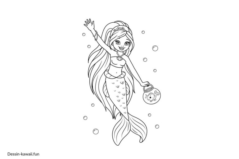 Coloriage Sirene - Dessin de Sirène GRATUIT à imprimer
