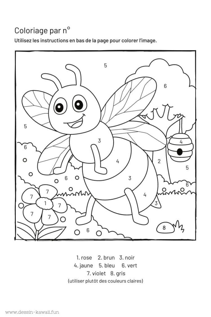 coloriage magique abeille pdf