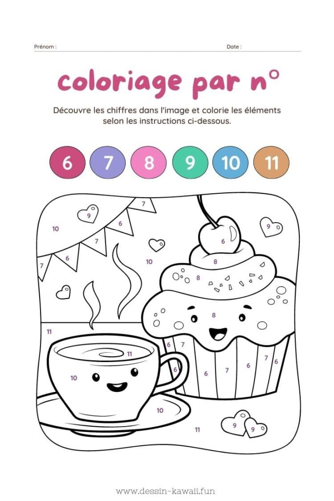 coloriage magique dessert et boisson kawaii