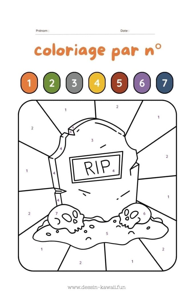 coloriage magique halloween tombe