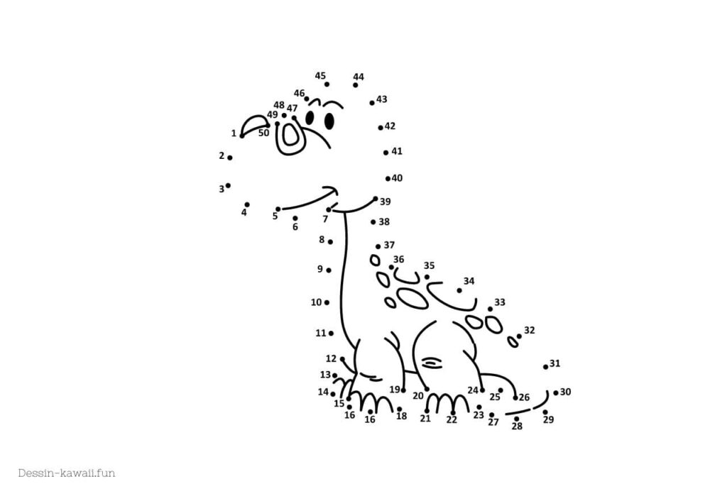 dessin a relier dinosaure