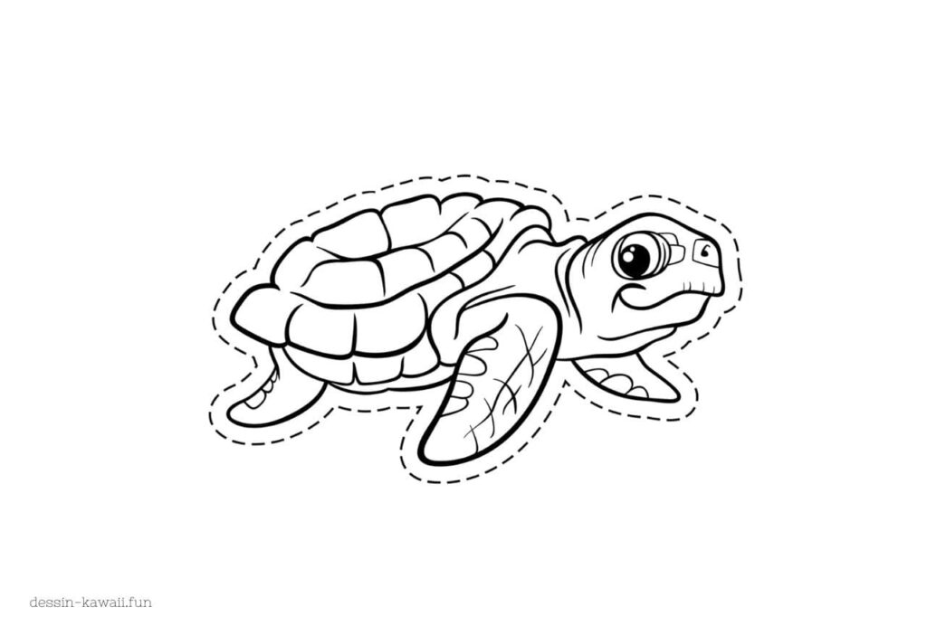 découpage dessin tortue de mer