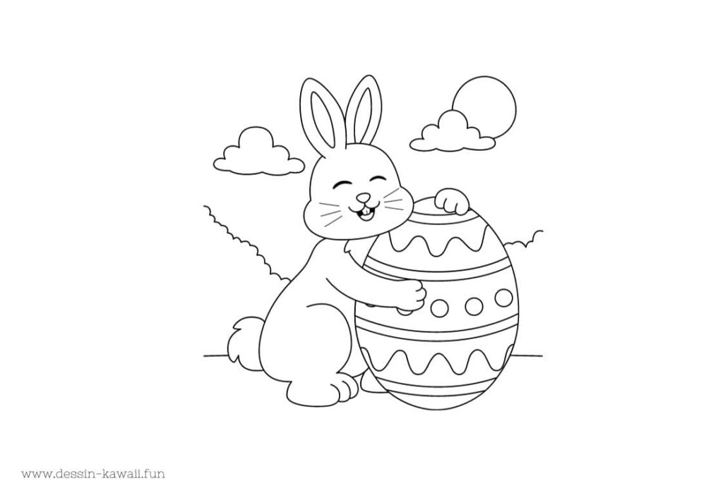 coloriage lapin et oeuf de paques