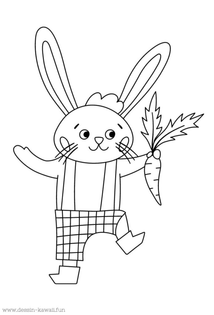 dessin lapin de paques avec une carotte