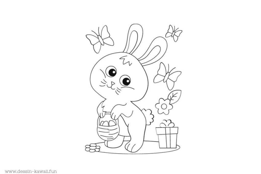 lapin de pâques et papillons