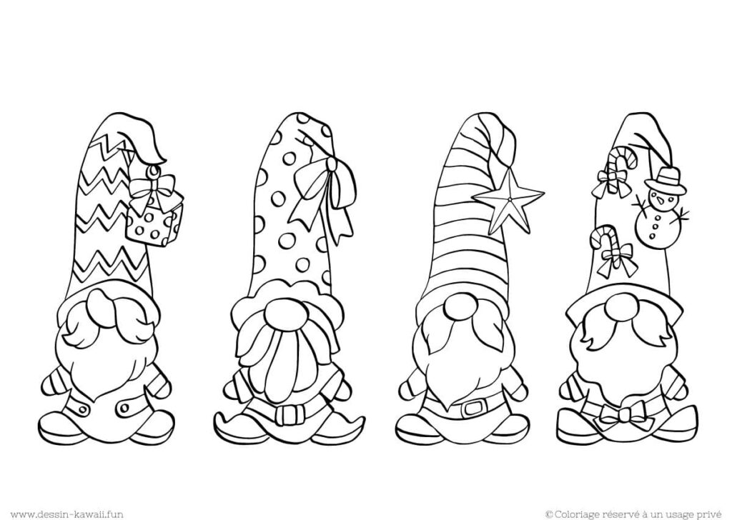 coloriage gnomes de noel