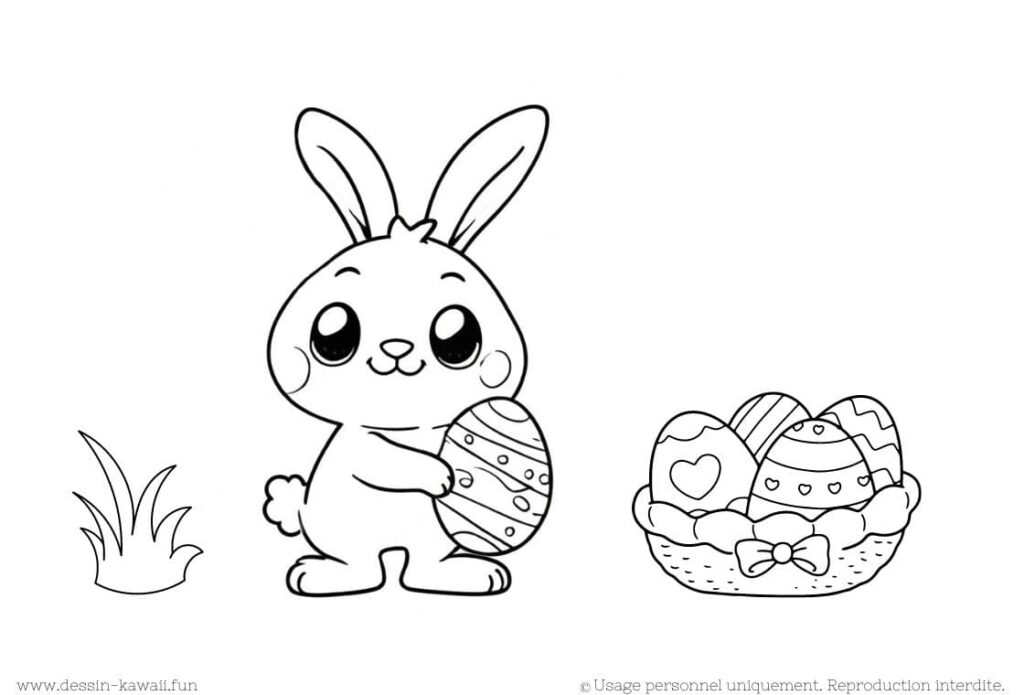 coloriage lapin mignon pâques