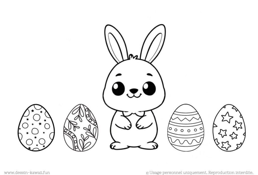 coloriage lapin oeufs pâques