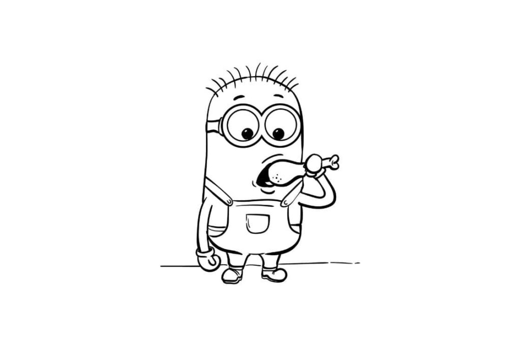 coloriage minion qui mange