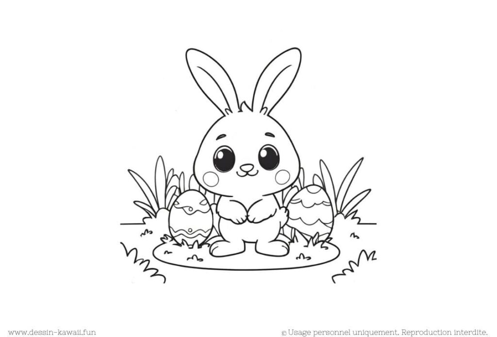 dessin lapin kawaii pâques