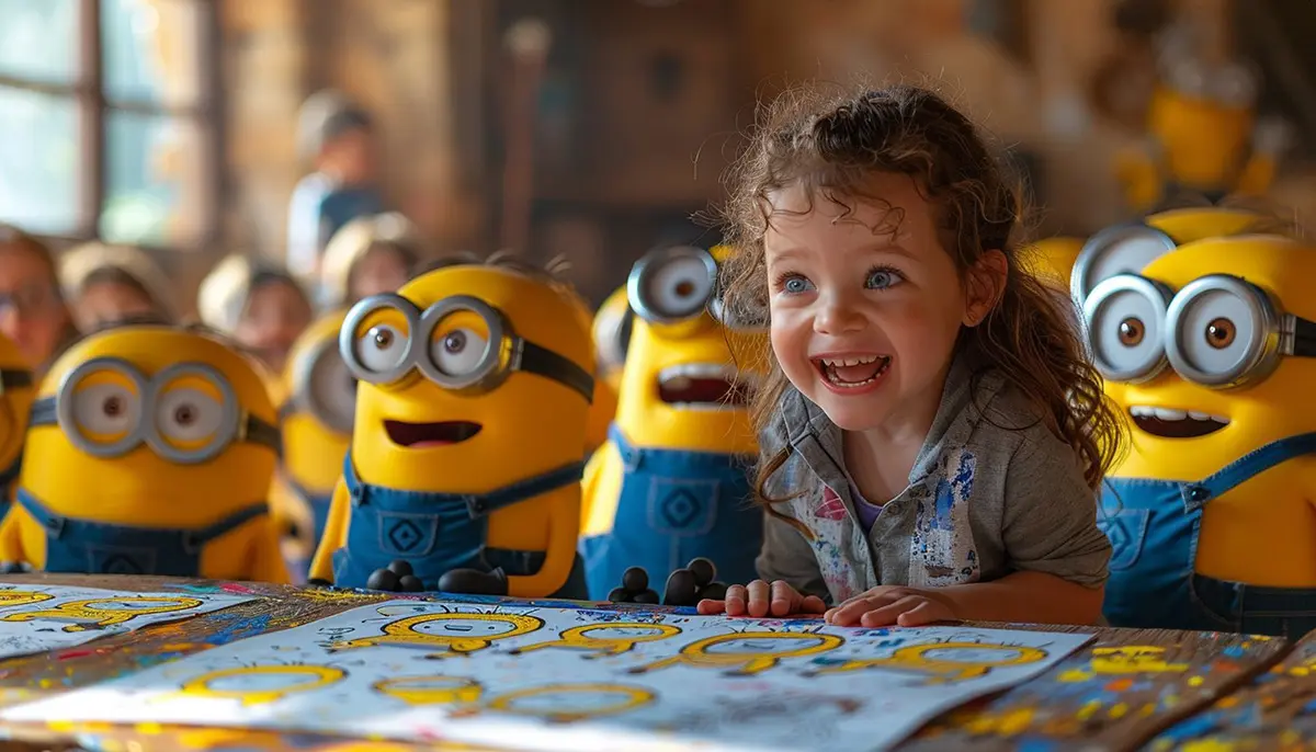 petite fille avec un grand sourire avec des minions