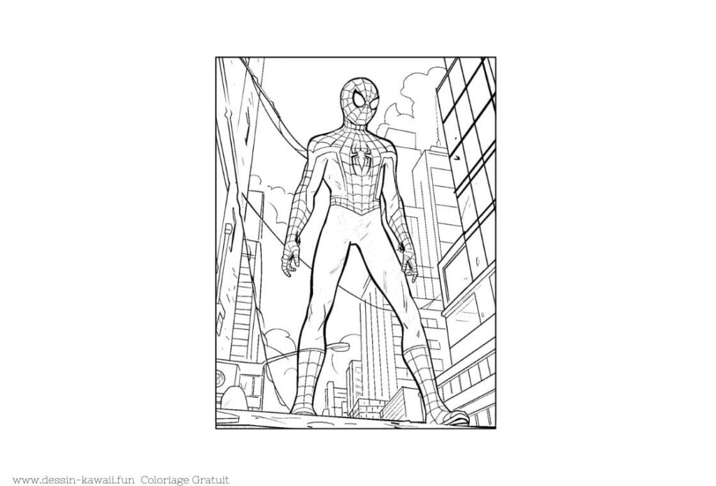 coloriage spiderman debout