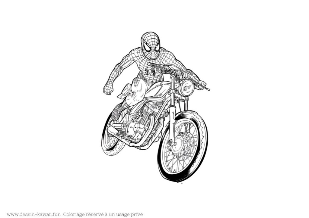 coloriage spiderman moto