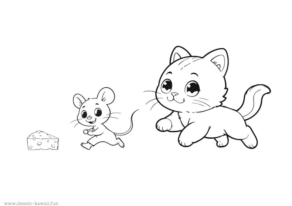 coloriage chat et souris