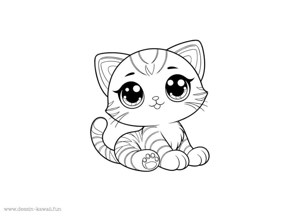 coloriage de chat kawaii