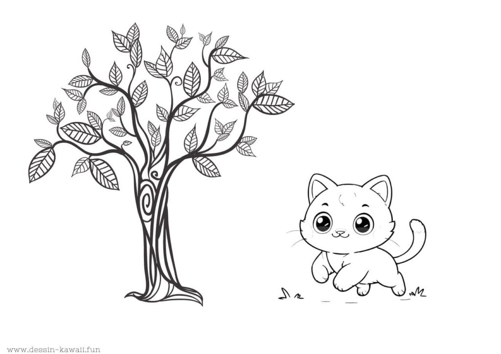 coloriage de chat mignon