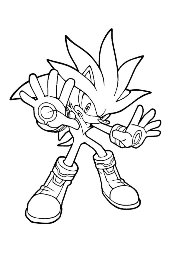 Coloriage Sonic Silver le Hérisson