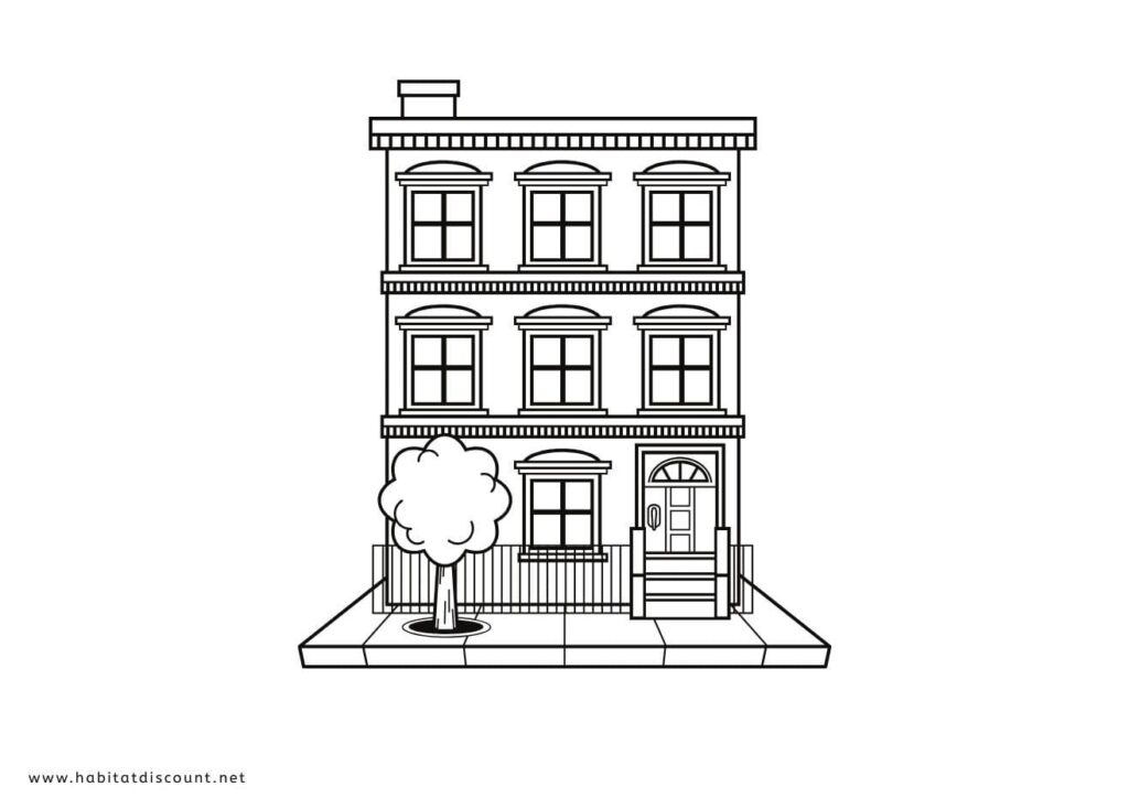 coloriage maison 2 étages