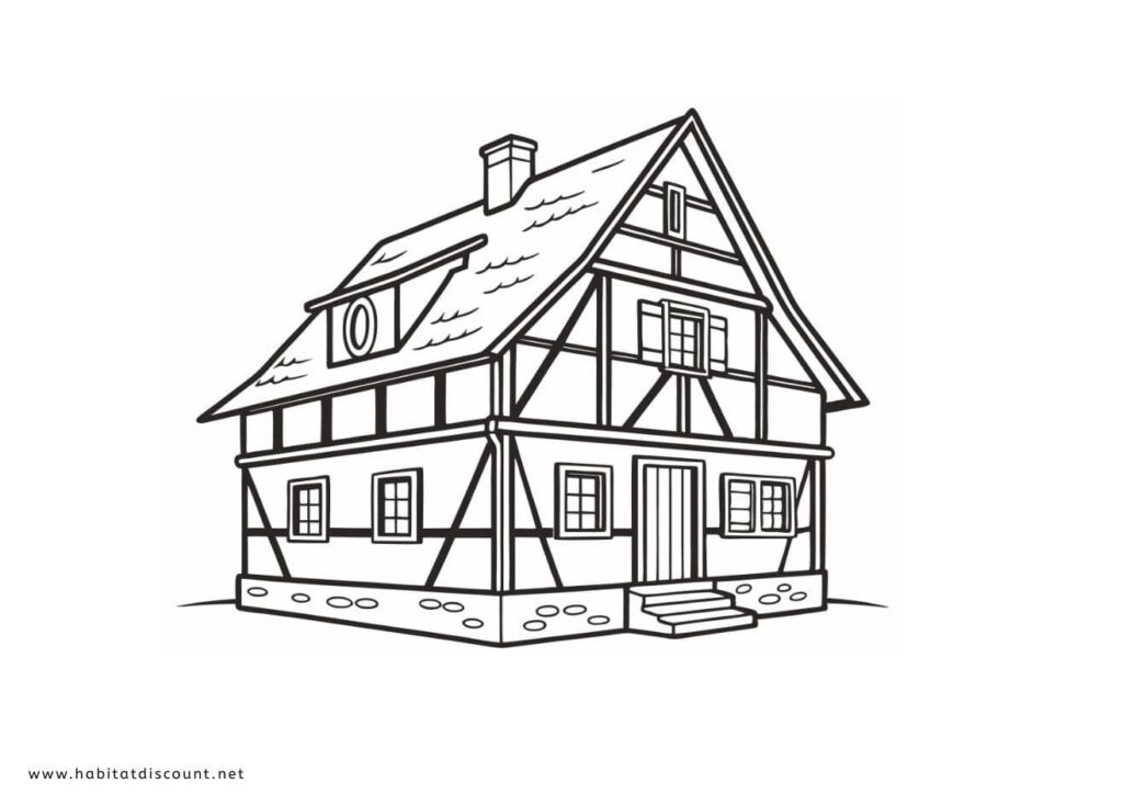 coloriage maison alsacienne