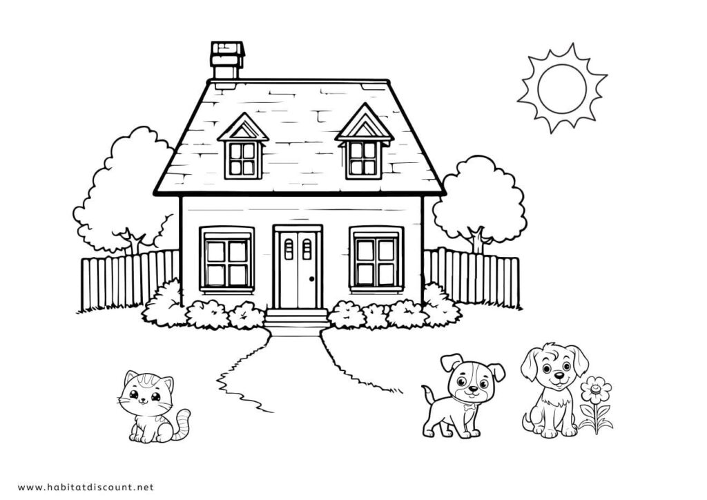 coloriage maison animaux