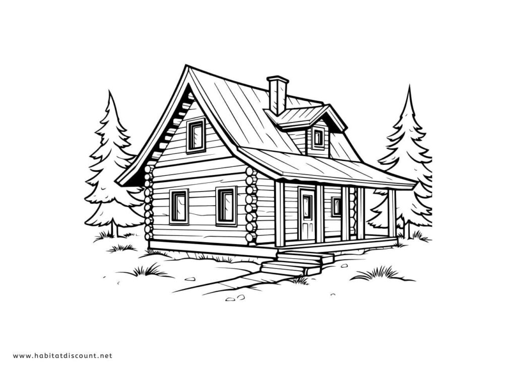 coloriage maison bois