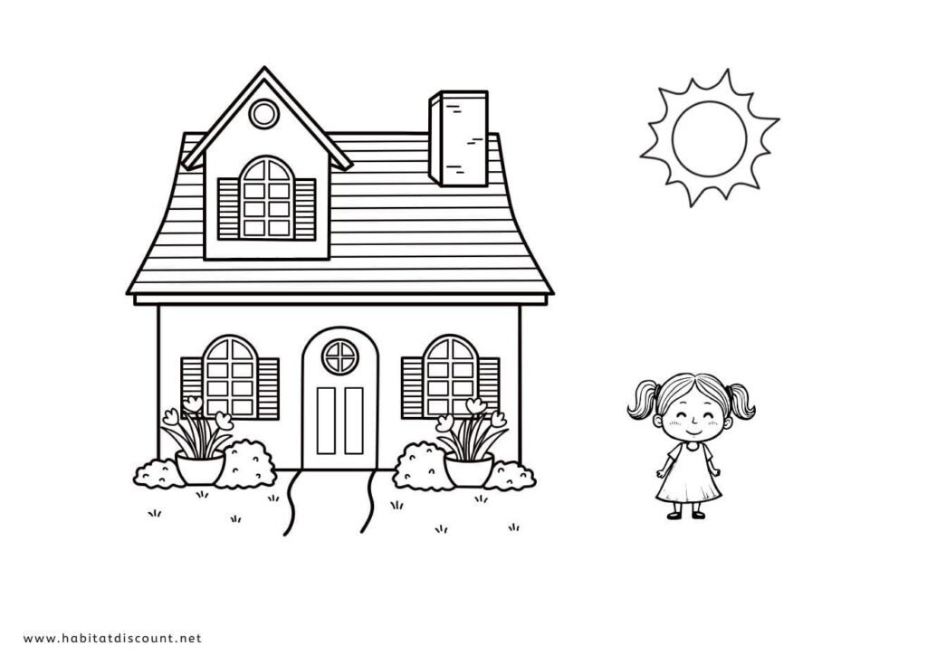 coloriage maison fille
