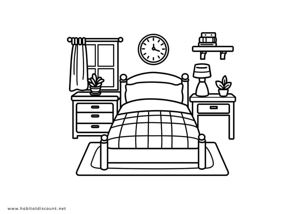 coloriage maison interieur chambre