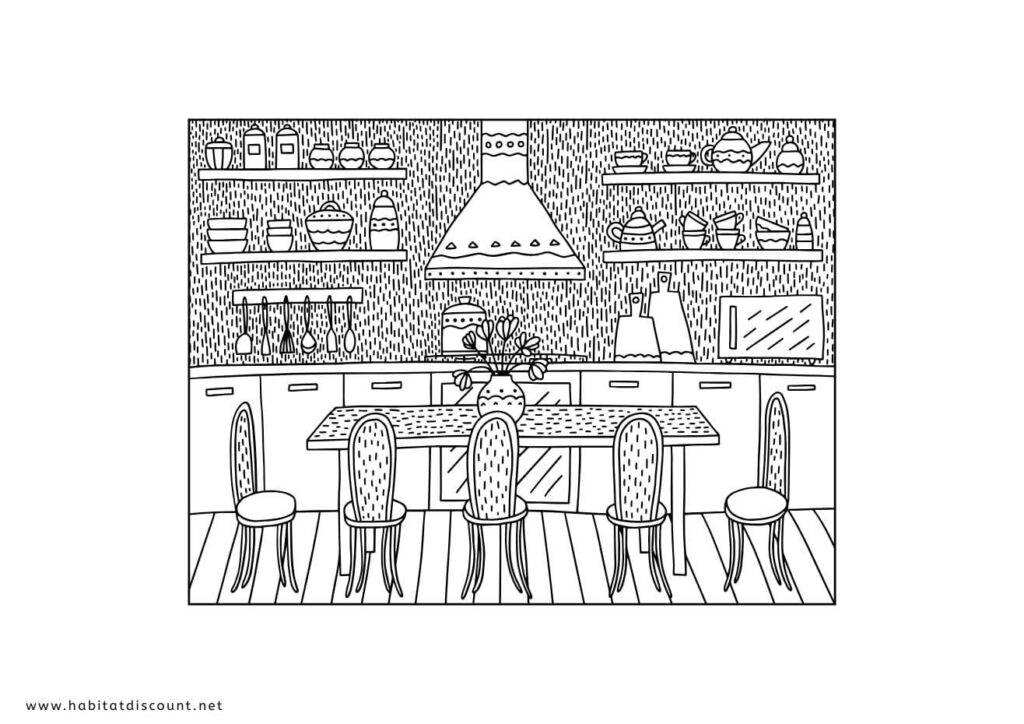 coloriage maison interieur difficile