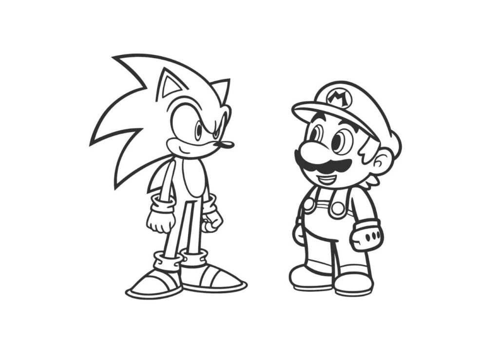 coloriage sonic et mario