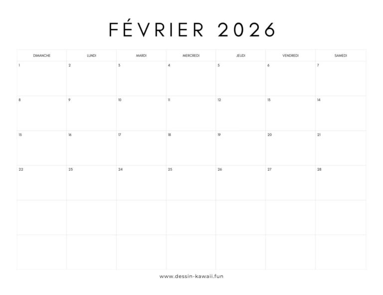 calendrier février 2026 gratuit