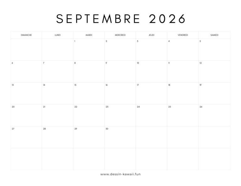 calendrier septembre 2026 gratuit