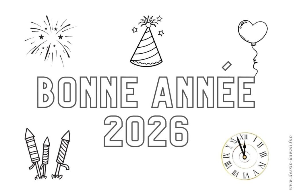 coloriage bonne année 2026