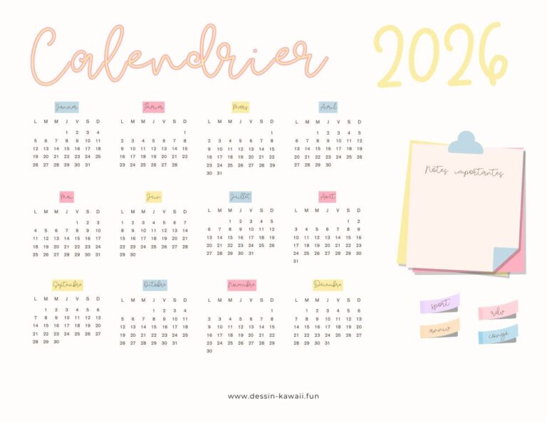 calendrier 2026 gratuit PDF