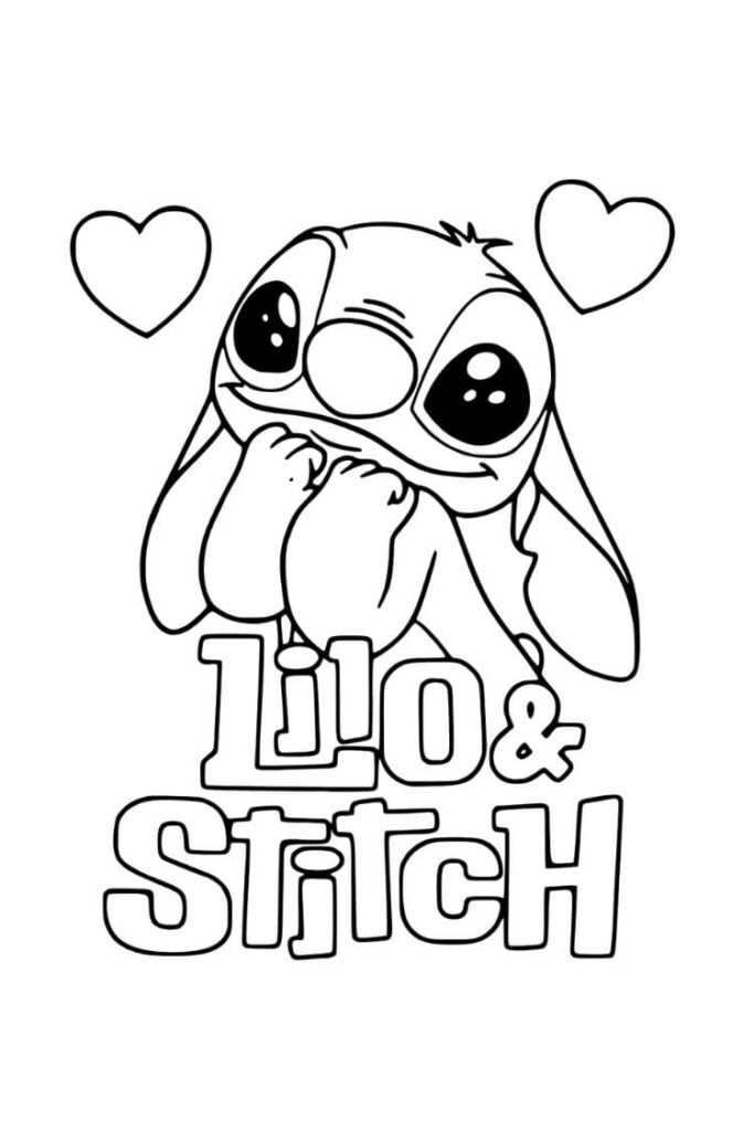 coloriage lilo & stitch coeur kawaii disney enfant