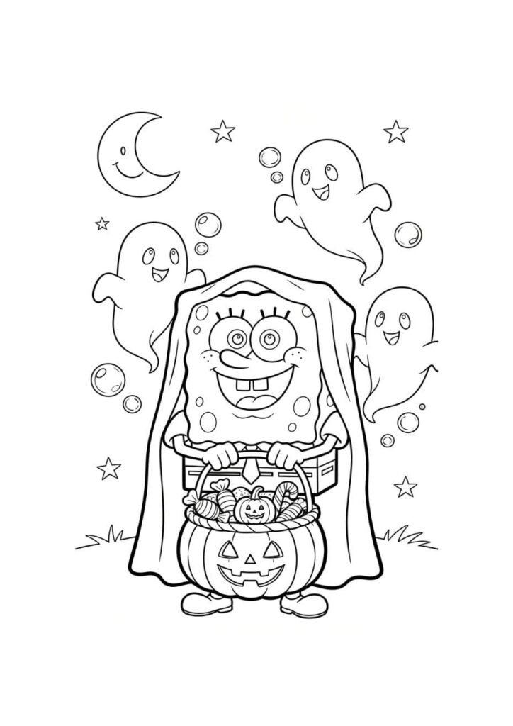 Coloriage Bob l'éponge Halloween